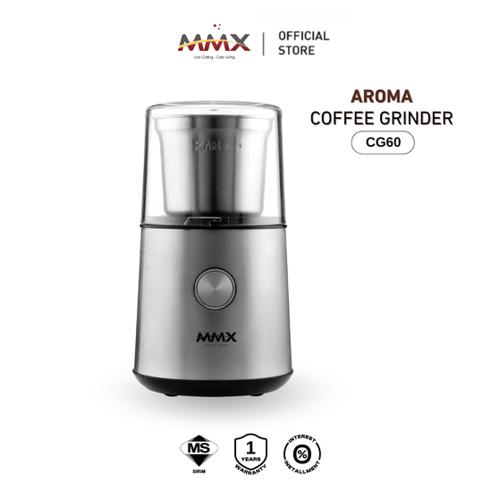 MMX Aroma Lite CG60 Stainless Steel Coffee Grinder Anti Spill Design 85G