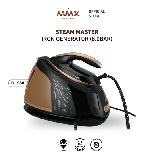 MMX DL988 SteamMaster Pro: 8.0bar Pressure Boiler Iron Generator with TempGuard ZeroBurn Technology