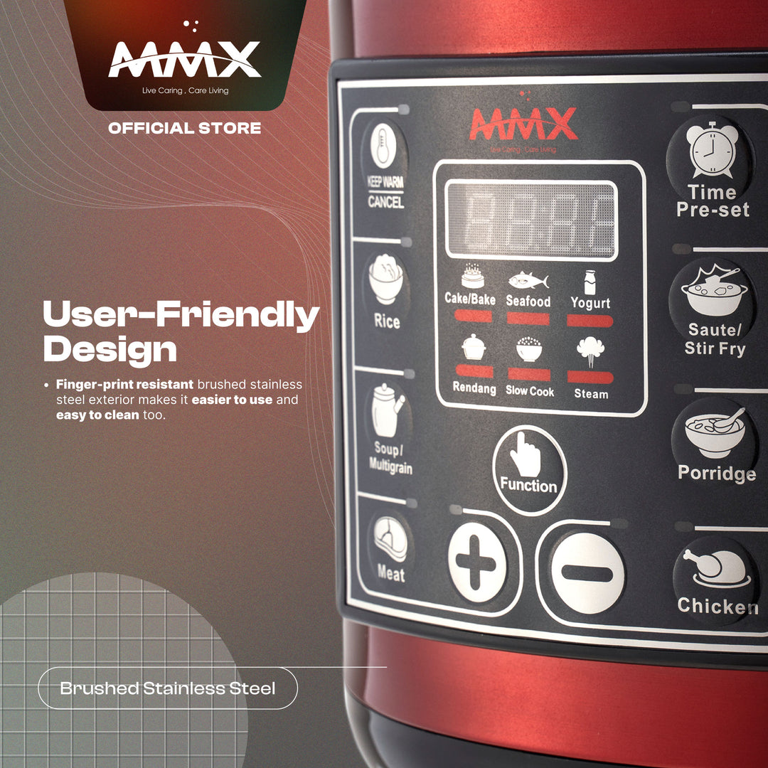 MMX G83 Cuisinière Pro Multi-Functional & Multi-Layer Marble Pot Digital Pressure Cooker Rice Cooker Steamer 8L