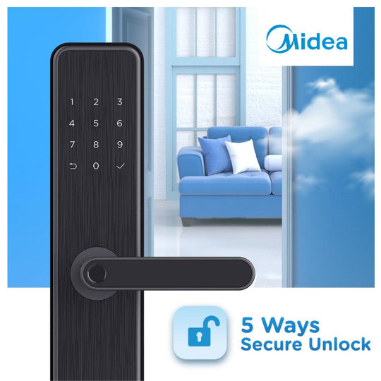 Midea BF211 NexGen SmartLock: High-Tech Keyless Entry Door Lock with Biometric Access & Remote Monitoring Technology